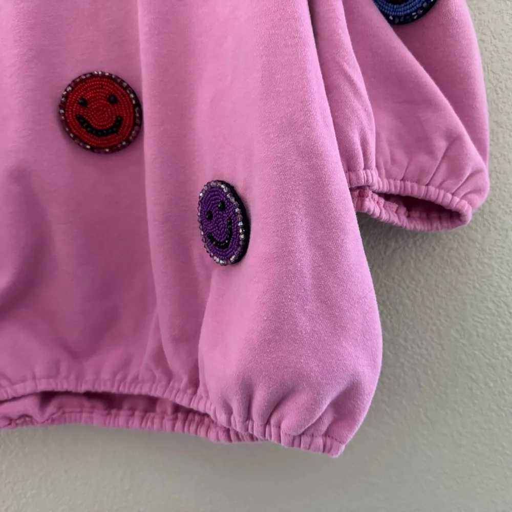 Queen Of Sparkles Smiley Face 3D Skort Set Med Pink Sweatshirt Skirt Casual Fun - Picture 12 of 16